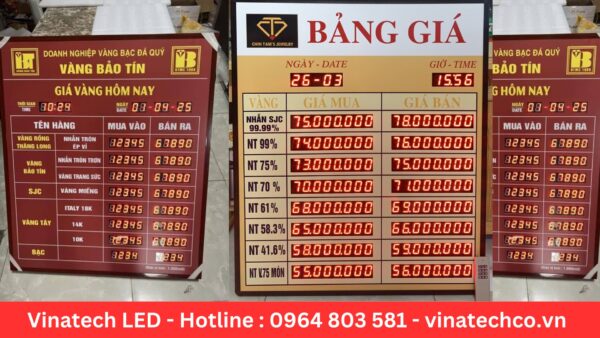 Bảng LED Hiển Thị Tỷ Giá Vàng 